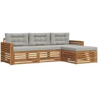 vidaXL Buiten bank set 4 st Naturel en lichtgrijs