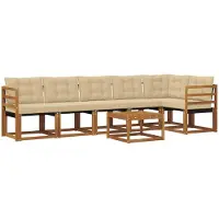 vidaXL Buiten bank set 7 st Natuurlijk en Beige