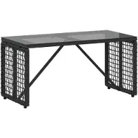 vidaXL Tuin Tafel Zwart 80 x 40 x 40 cm PE Riet en Glas