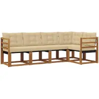 vidaXL Buiten bank set 5 st Natuurlijk en Beige