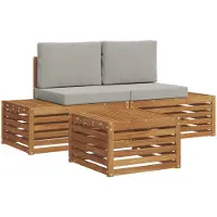 vidaXL Buiten bank set Natuurlijk en Licht Grijs 59 x 59 x 37 cm