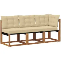 vidaXL 3 st Outdoor Midden- en Hoekbank Naturel