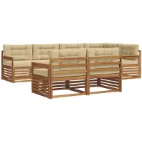vidaXL Buiten bank set 7 st Natuurlijk en Beige