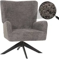MCW Lounge fauteuil -N65, cocktail fauteuil gestoffeerde fauteuil relaxfauteuil, draaibaar, stof/textiel chenille metaal ~ donkergrijs