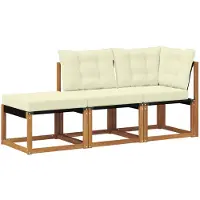 vidaXL 3 st Modulaire buitensofa-eenheden Natuurlijk en Crème