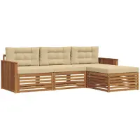 vidaXL Buiten bank set 4 st Natuurlijk en Beige
