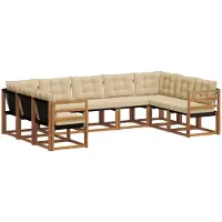 vidaXL Buiten bank set 9 st Natuurlijk en Beige