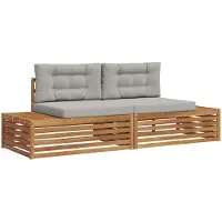 vidaXL 2 st Buiten bank set Massief Acacia Hout en Polyester