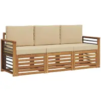 vidaXL Sofa-Sets 3 st Natuurlijk en Beige Massief Acacia Hout