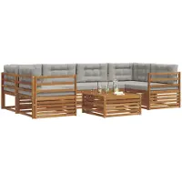 vidaXL Buiten bank set 7 st Natuurlijk en Licht Grijs