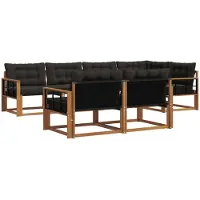 vidaXL Buiten bank set 7 st Naturel en Zwart