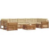 vidaXL Buiten bank set 8 st Natuurlijk en Beige