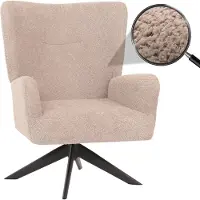 MCW Lounge fauteuil -N65, cocktail fauteuil gestoffeerde fauteuil relaxfauteuil, draaibaar, stof/textiel chenille metaal ~ taupe