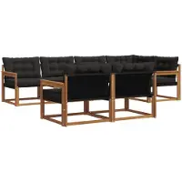 vidaXL Buiten bank set 7 st Naturel en Zwart