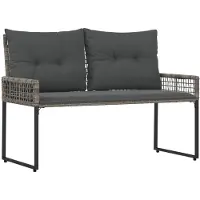 vidaXL Bank voor buiten, grijs, 118 x 55 x 82 cm, PE-rotan en stof