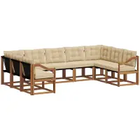 vidaXL Buiten bank set 9 st Natuurlijk en Beige