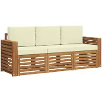 vidaXL Sofa-Sets 3 st Natuurlijk en Crème Massief Acacia Hout
