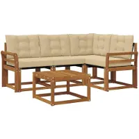 vidaXL Buiten bank set 5 st Natuurlijk en Beige
