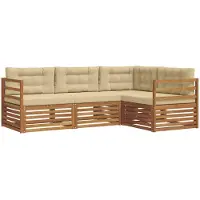 vidaXL Buiten bank set 4 st Natuurlijk en Beige
