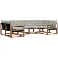 vidaXL Buiten bank set 6 st Naturel en lichtgrijs