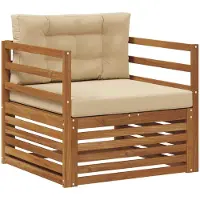 vidaXL Buitensofa Massief Acacia Hout en Polyester Natuurlijk en Beige
