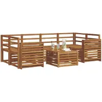 vidaXL Buiten bank set 7 st Naturel Massief Acacia Hout