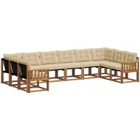vidaXL Buiten bank set 10 st Natuurlijk en Beige