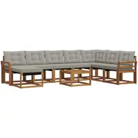 vidaXL Buiten bank set 9 st Naturel en lichtgrijs