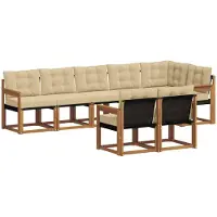 vidaXL Buiten bank set 8 st Natuurlijk en Beige