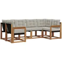 vidaXL Buiten bank set 6 st Naturel en lichtgrijs