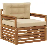 vidaXL Buitensofa Massief Acacia Hout en Polyester Natuurlijk en Beige