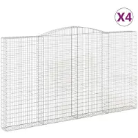 vidaXL Gabionen met boogvorm, 4 stuks, 400x30x220/240 cm, verzinkt staal