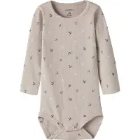 Name it BABY romper greige Beige Jongens Stretchkatoen Ronde hals All over print - maat 62