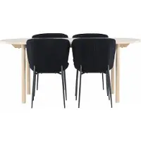 Ebuy24 Andy eethoek tafel 90x180cm en 4 teddy stoelen whitewash.