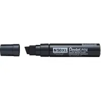 Pentel N50XL permanente marker Beitelvormige punt Zwart 6 stuk(s)