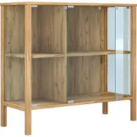 VCM Glasvitrine stehend Jensol – breite Standvitrine mit ESG-Sicherheitsglas, Glasfront & Seitenteile, moderner Vitrinenschrank, Sideboard ca. 80 x 87 x 35 cm