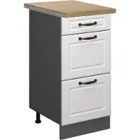 Vicco Keukenonderkast R-Line Wit Landhuis 40 cm met laden, WB Eik, Model 45960
