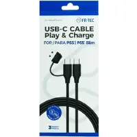 Sublime Market Connect Play & Charge 3m USB-C kabel voor PS5 en PS5 Slim Zwart