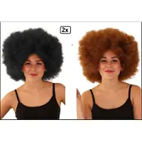 Partyxplosion 2x Super Afro pruik zwart en bruin