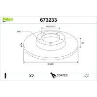 Valeo 673233 Remschijf