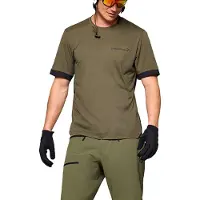 Norrøna - Mountainbike kleding - Fjora Equaliser T-Shirt M Olive Night Caviar Black voor Heren van Gerecycled Polyester - Maat M - Zwart