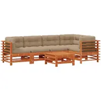 vidaXL Tuin loungeset, 6 stuks, wasbruin, massief grenenhout