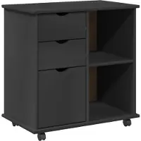 vidaXL Rollende kast Grijs 63,5 x 39 x 65,5 cm Massief vurenhout