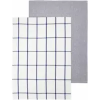 Blomus Theedoek Taulo Square White / Mazarine Blue 50 x 70 cm (Set van 2)