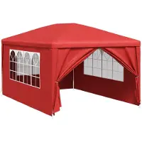 vidaXL Partytent 400 x 300 x 255 cm Rood PE en staal