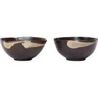 Ferm Living Kom Koyo Dark Brown / Buff 11,5 cm (Set van 2)