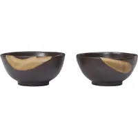 Ferm Living Kom Koyo Dark Brown / Buff 8,5 cm (Set van 2)