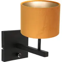 Steinhauer Zwart wandlampje Stanger met goud velvet