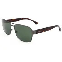 HUGO BOSS Matte Ruthenium Dark Havana Legs Groene Zonnebril met Glazen