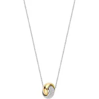 Ti sento Dames Ketting - 925 zilver - Zirkonia met geel verguld - Maat 42 - 34118ZY